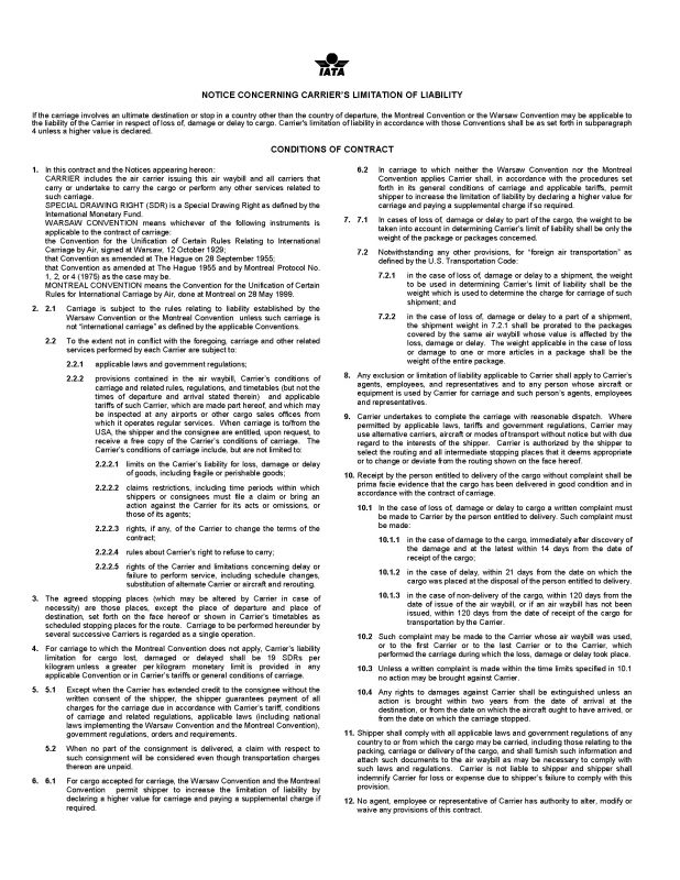 Mẫu Air Waybill