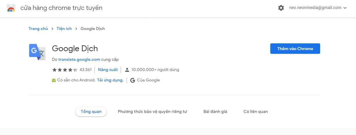 Tiện ích mở rộng Google dịch