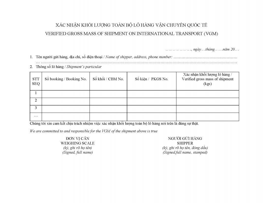 vgm hàng lẻ LCL