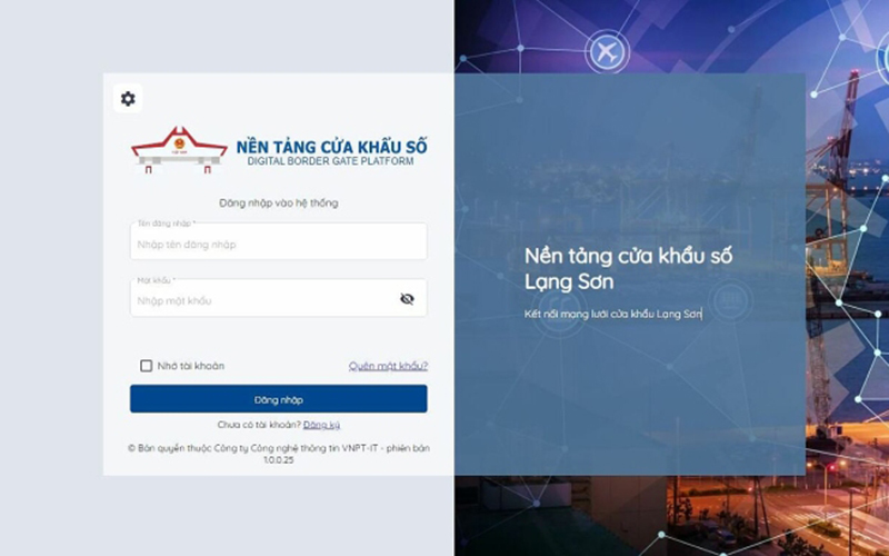Website nền tảng cửa khẩu số của Lạng Sơn.